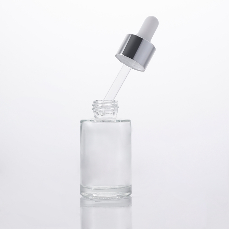 Glass Empty Clear Skin Care Serum Essential Oil 30 Ml Glass Dropper Bottle,Oil Dropper Bottle Flask with Black Dropper