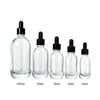 Wholesale 10ml 20ml 30ml 50ml Cosmetic Clear Black Gradient Round Liquid Essential Oil Glass Dropper Bottle with Black Lids