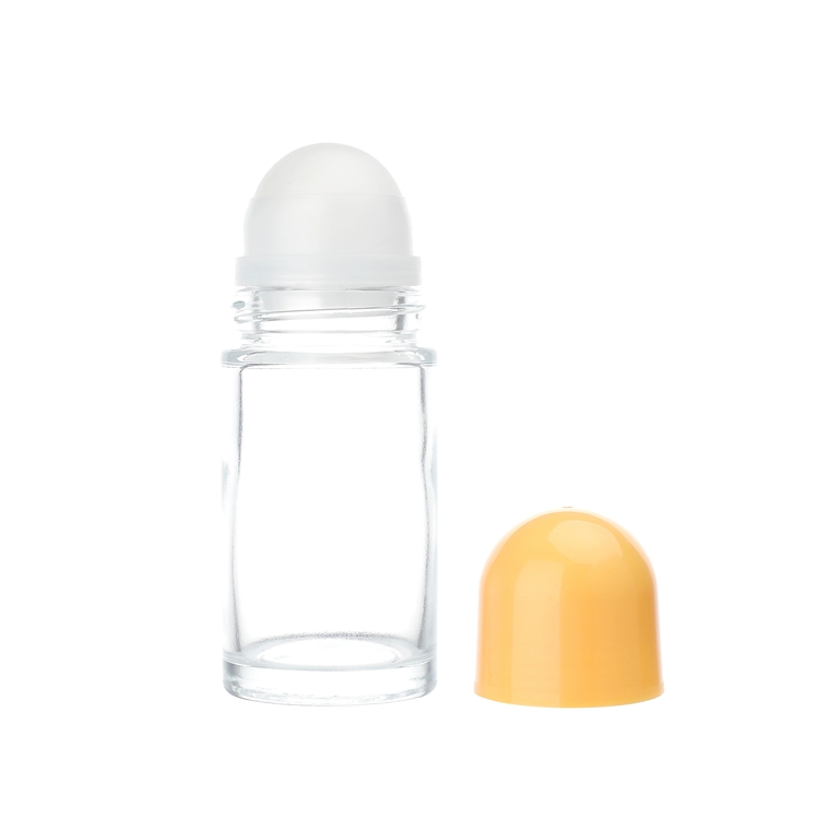 Eco Friendly Wholesale 50ml Glass Cosmetic Perfume Rollon Bottle,Clear Essential Oils Roller Bottle with Plastic Cap