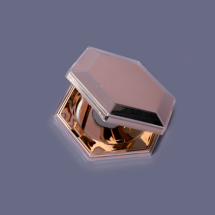 Compact Manufacturer Cosmetic Packaging Hexagonal Highlight Box DIY Rose Gold Empty Blush Powder Case