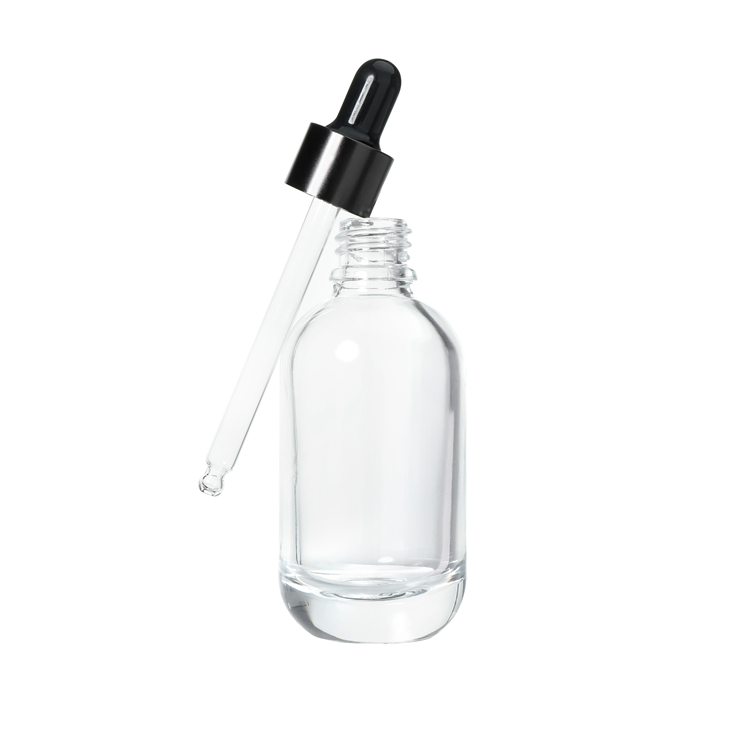 Wholesale 10ml 20ml 30ml 50ml Cosmetic Clear Black Gradient Round Liquid Essential Oil Glass Dropper Bottle with Black Lids