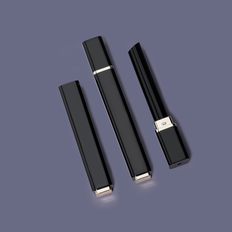 High Quality Slim Lip Balm Container Cosmetic Packaging Square White Black Thin Lipstick Tube 