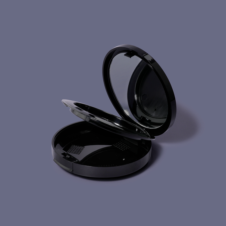 OEM ODM Logo Special Design Cosmetic Two Layers Custom Logo Plastic Empty Round Blush Compact Powder Case with Mirror