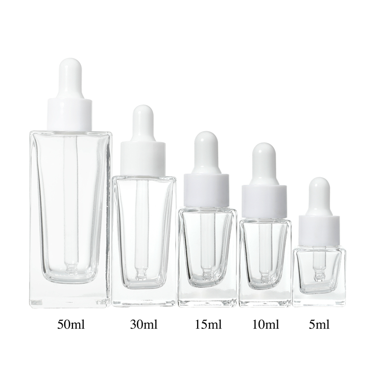 Skincare Packaging Customized Thick Clear 5ml 10ml 15ml 30ml 50ml Empty Essential Oil Bottle,Square Cosmetic Hair Oil Bottle