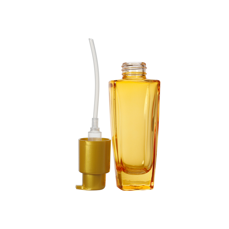 Skincare Yellow Clear Essential Oil Glass Cosmetic Lotion Emulsion Pump Bottle Packing,Glass Facial Essence Liquid Bottle