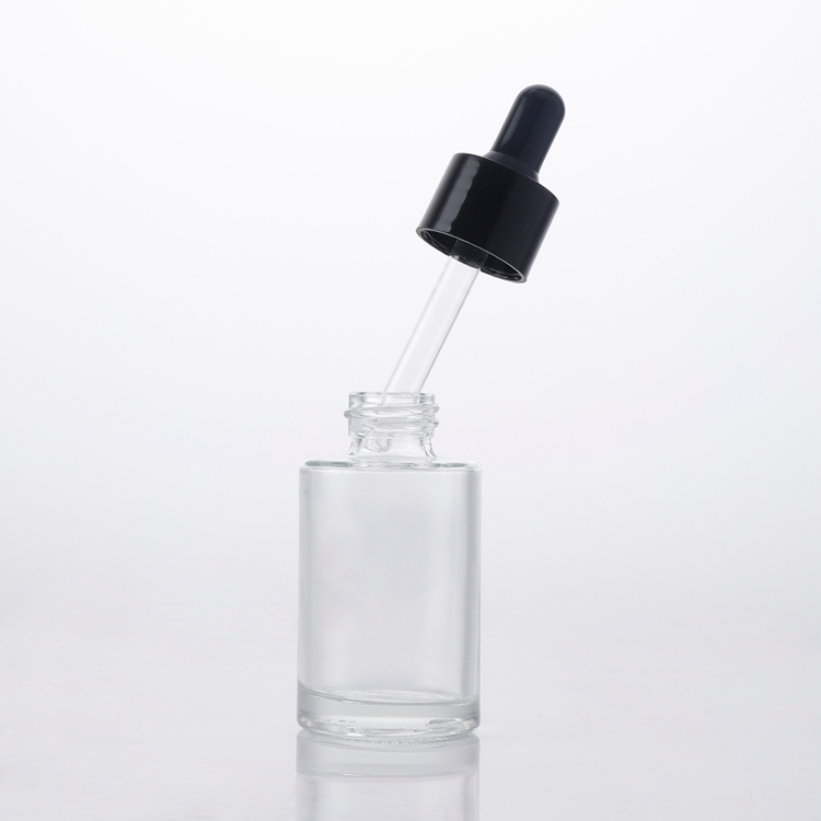 Wholesale OEM Clear Skin Care Serum Essential Oil 30 Ml Glass Dropper Bottle,Oil Dropper Bottle Flask with Black Dropper