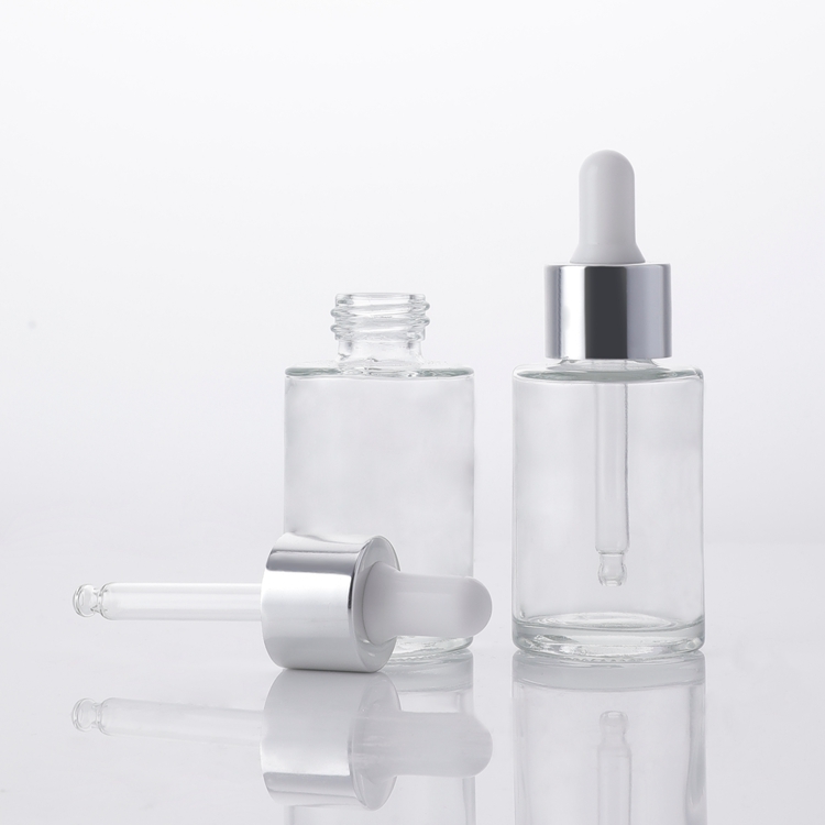 Glass Empty Clear Skin Care Serum Essential Oil 30 Ml Glass Dropper Bottle,Oil Dropper Bottle Flask with Black Dropper