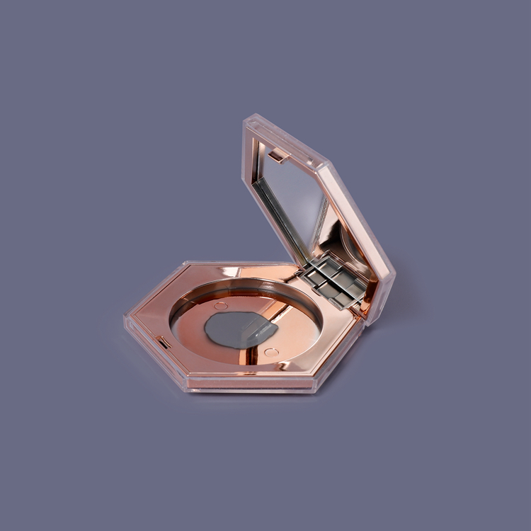 Compact Manufacturer Cosmetic Packaging Hexagonal Highlight Box DIY Rose Gold Empty Blush Powder Case