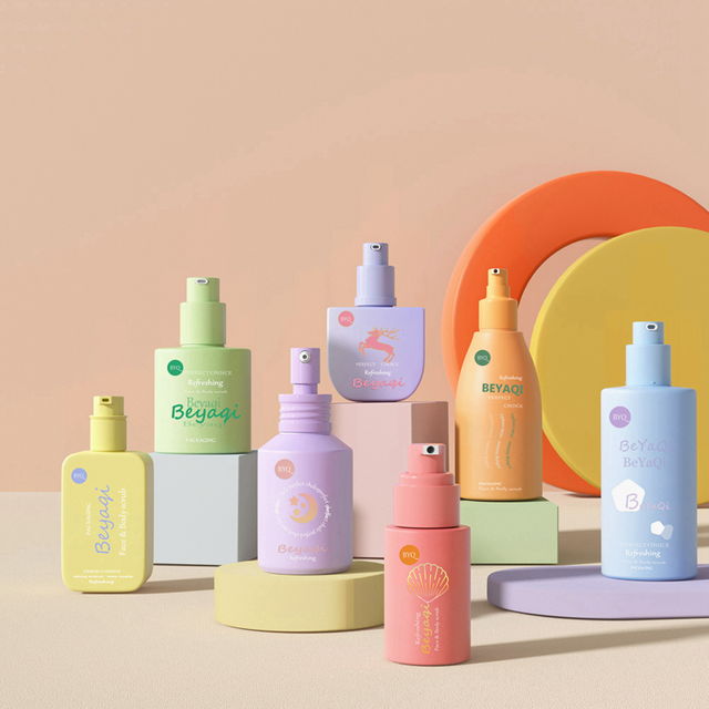 Skin Care Set Round Transparent Head Pump Foundation Cosmetic Bottle,Liquid Packaging Glass Lotion Bottle