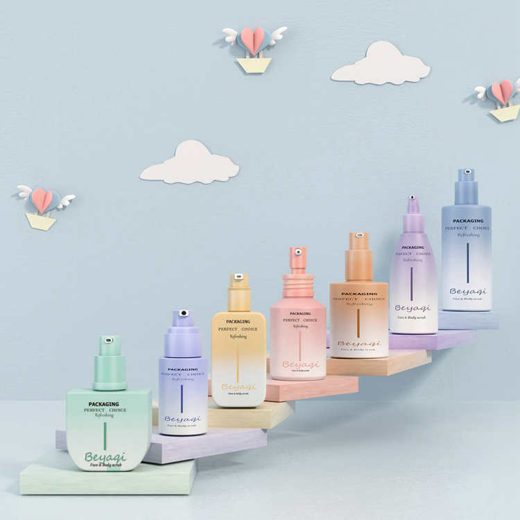 Unique Custom Cosmetic Pump Bottles For Skincare,Luxury 30ml Glass Press Pump Head Round Empty Liquid Foundation Bottle