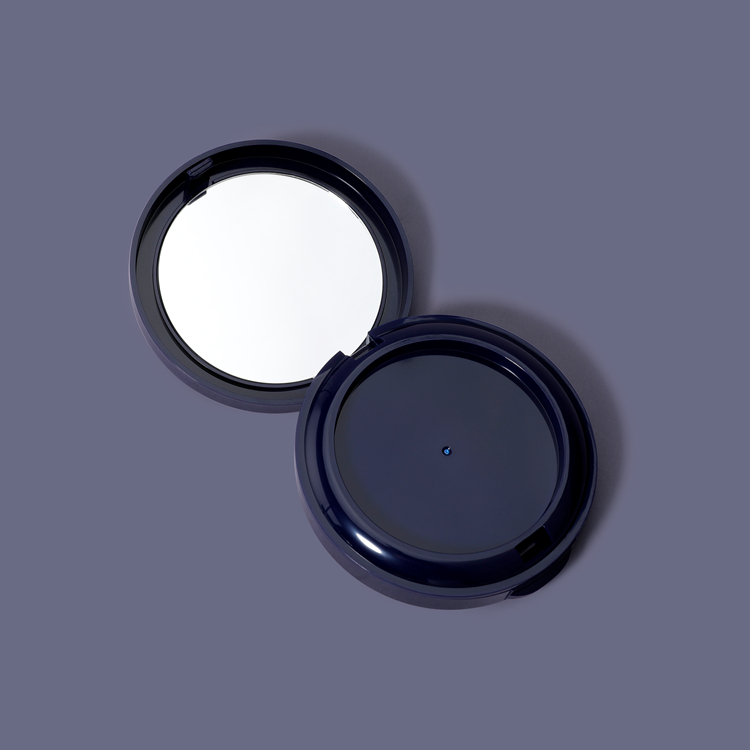 Wholesale Plastic Cosmetics Packaging Black Round Compact 15g Three Layer Powder Case Blusher Concealer Foundation Case