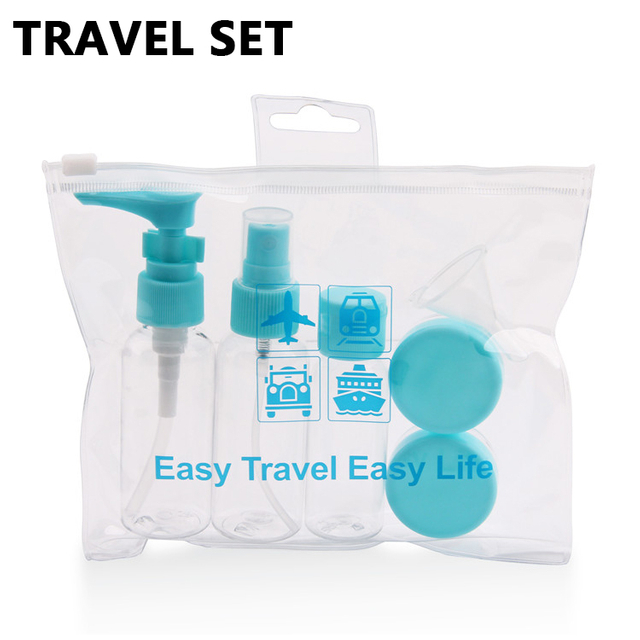 Eco-friendly Personal Care Packaging Pet Plastic Perfume Cosmetic Skin Care Bottle Set Airline Spray Travel Kit