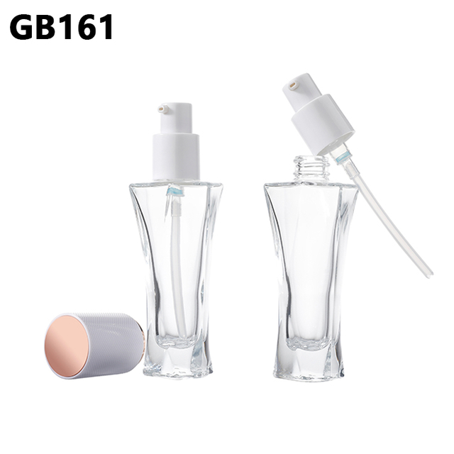 Wholesale 30ml Square Cosmetic Packaging Frosted Empty Serum Lotion Foundation Glass Bottle with Pump Cream