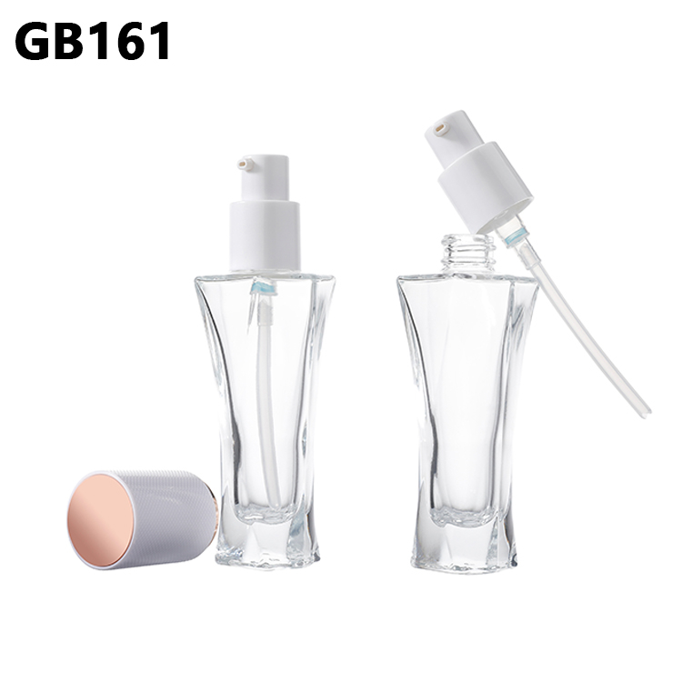 Wholesale 30ml Square Cosmetic Packaging Frosted Empty Serum Lotion Foundation Glass Bottle with Pump Cream