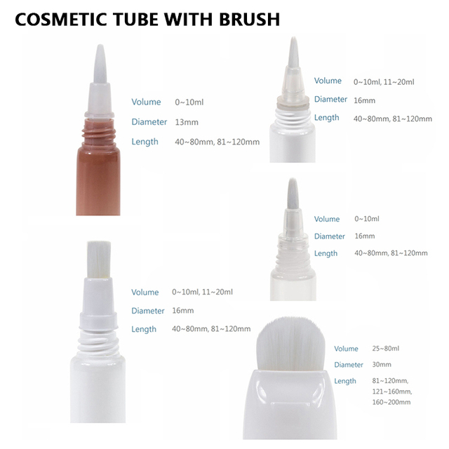 10ml 20ml 80ml Cosmetic Cream Tube With Soft Brush Applicator,Massage Cream Face Cream Tube