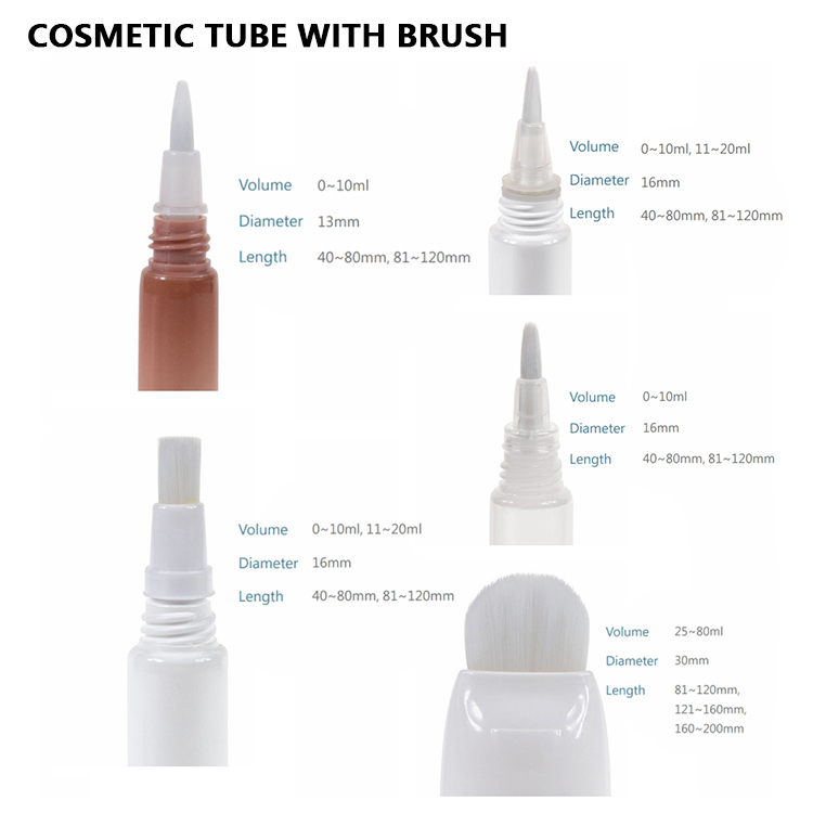 10ml 20ml 80ml Cosmetic Cream Tube With Soft Brush Applicator,Massage Cream Face Cream Tube
