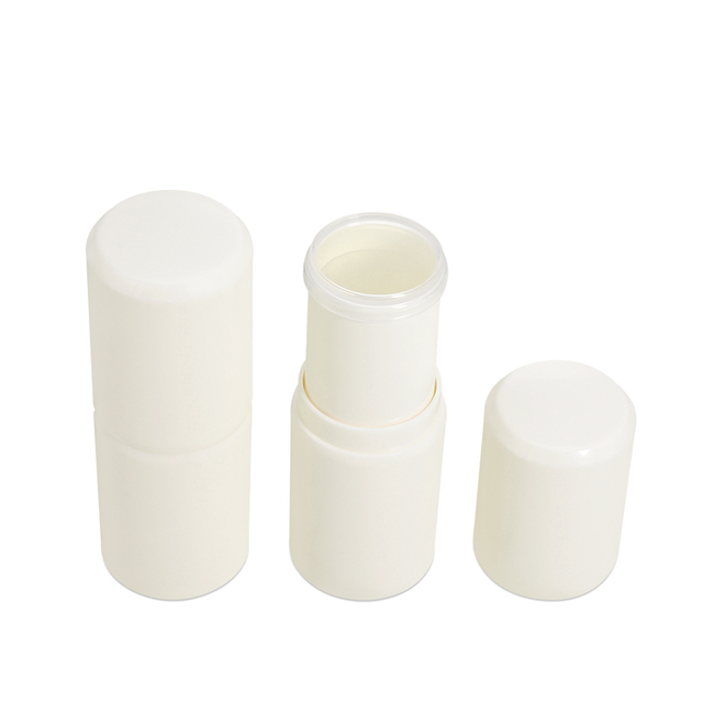 White Empty Round Blusher Stick Refillable ABS Plastic Lip Balm Tube Container Twist Up Deodorant Stick Tubes 15gram