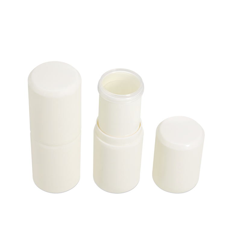 White Empty Round Blusher Stick Refillable ABS Plastic Lip Balm Tube Container Twist Up Deodorant Stick Tubes 15gram