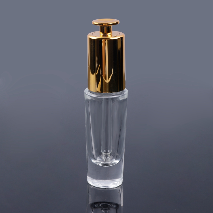 Cosmetic Packaging Manufacture Gold 15ml Reusable Glass Serum Bottle,Essential Oil Cosmetic Dropper Bottle