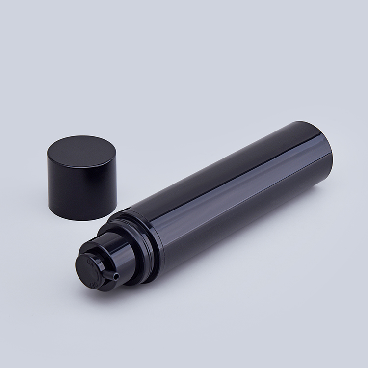 Wholesale PP Plastic Empty Glossy Black 55ml Airless Bottle With Pump for Lotion Cosmetics Packaging