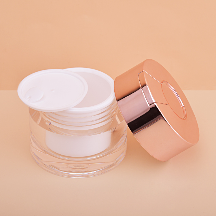 Cosmetic Packaging 50g High Grade Plastic Round Shape Cosmetics Eye Facial Skincare Cream Empty Acrylic Jar With Spatula