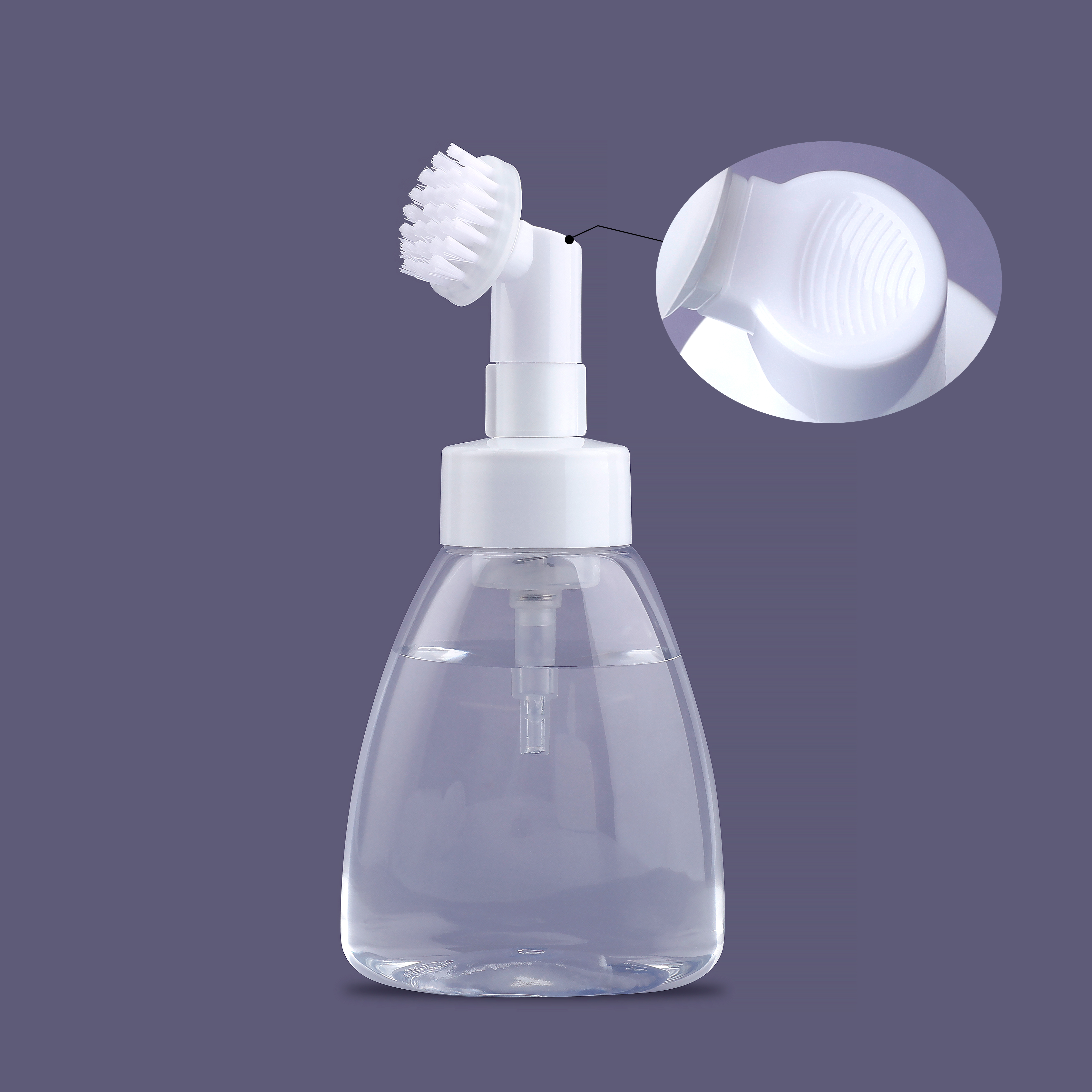 Eco-friendly Private Label Custom Logo And Label 0.8cc/1.6cc 42/410 Plastic Transparency Built-in Spring Biodegradable Foam Pump Bottle With Silicone Brush And Lock