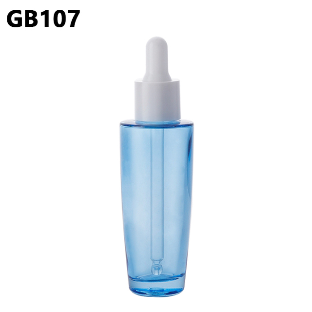 40ml Flat Shoulder Essential Oil Serum Liquid Blue Cosmetic Glass Dropper Bottle for Essential Oil