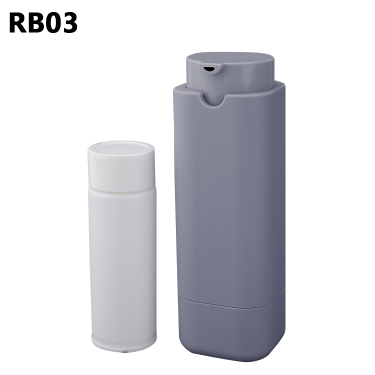 Body ABS rotating square shape round corner plastic lotion bottles with Inner replaceable,unique custom lotion bottles