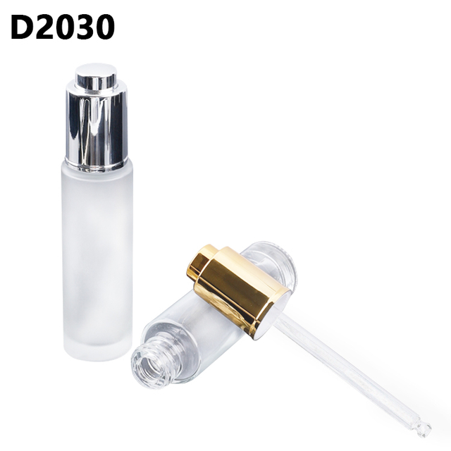 Wholesale Manufacture Sliver Gold Essential Oil Frost Serum Empty Luxury Glass 30ml Dropper Bottle