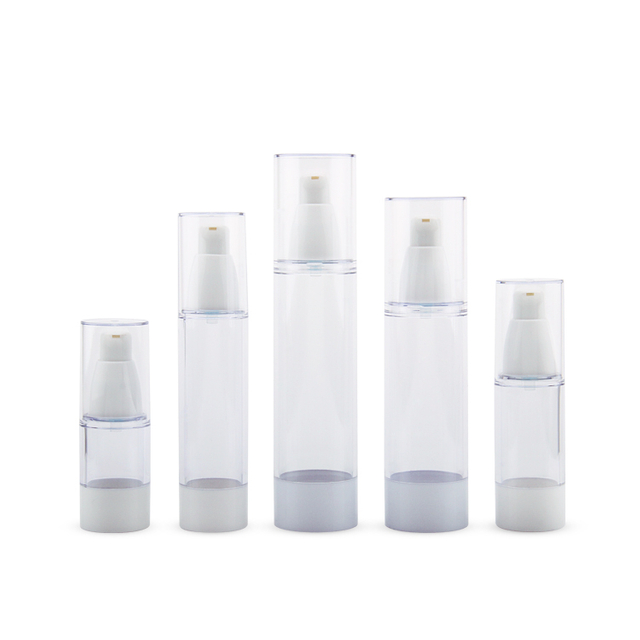 Eco Friendly Skincare Personal Care Packaging Plastic Luxury AS PP PE 15/30/50/80/100Ml Airless Pump Bottle Cosmetics