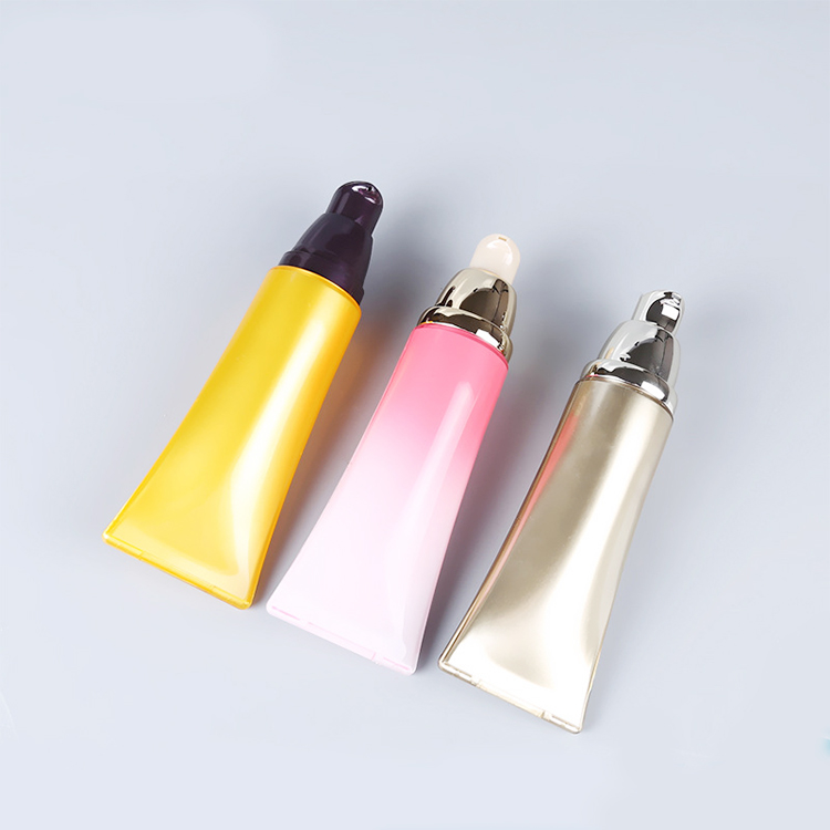 Custom Tube 50ml 60ml 70ml 80ml Flat Oval Tube Packaging Airless Pump Sunscreen Cosmetic Tubes with Pump Lid
