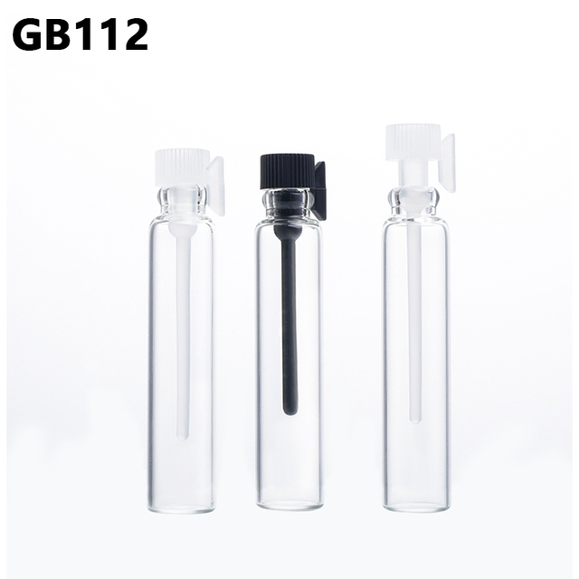Portable Black White Plug 1ml 1.5ml 2ml 3ml Mini Glass Subpackage Clear Bottles,small Sample Test Tube Thin Vials Empty Perfume Bottle 