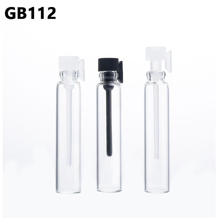 Portable Black White Plug 1ml 1.5ml 2ml 3ml Mini Glass Subpackage Clear Bottles,small Sample Test Tube Thin Vials Empty Perfume Bottle 