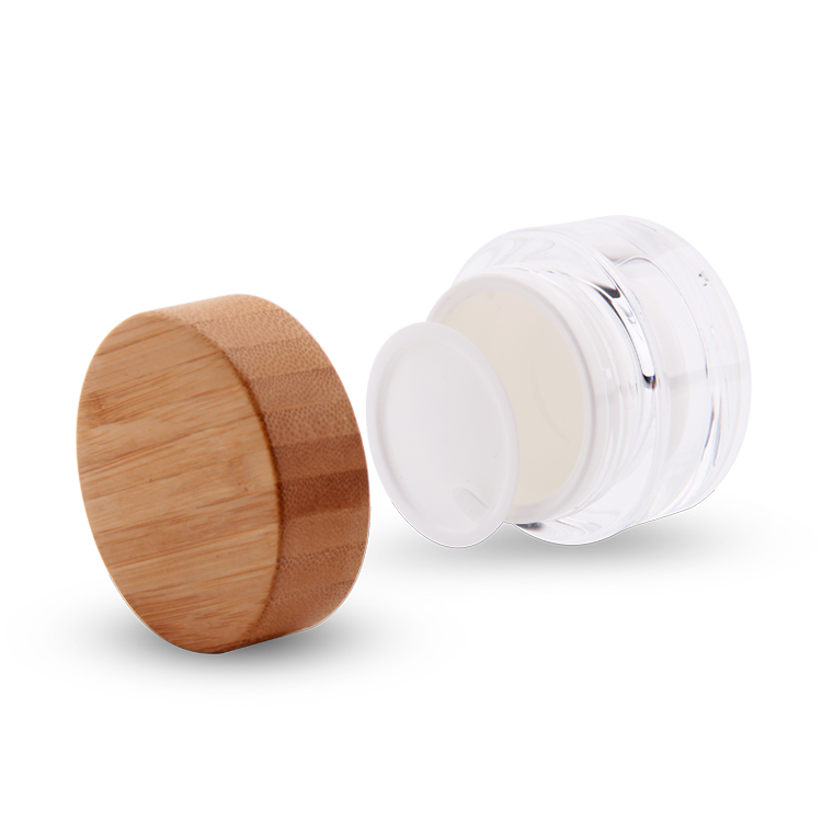 Bamboo Packaging Eco Round 15g 30g 50g Bamboo Containers Skincare Plastic PP Acrylic Skincare Containers with Bamboo Lid