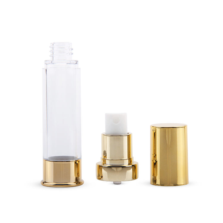 ABS PP PE Airless Container 30ml Gold Cosmetic Packaging Airless Spray Bottle