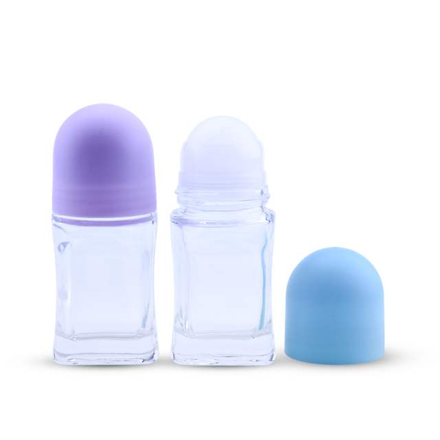 Perfume bottle 50ml deodorant glass roll on bottle custom round glass roll on bottle 50ml 