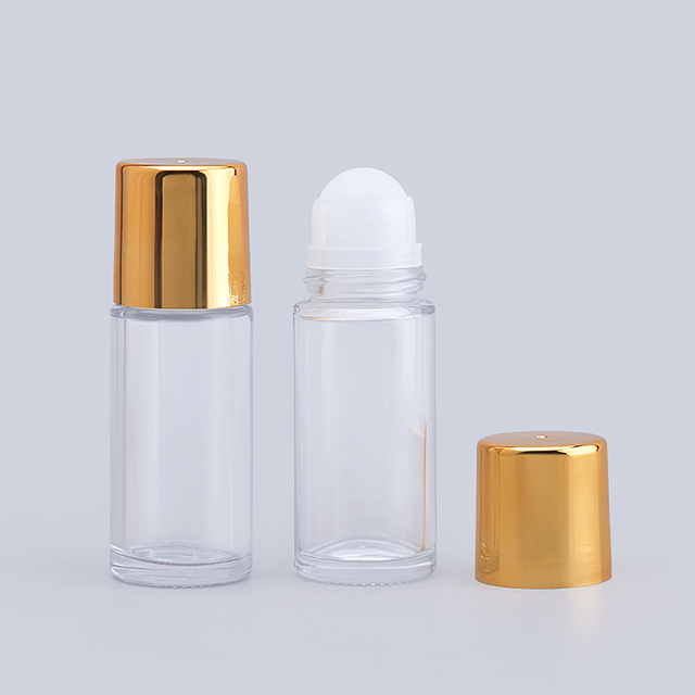30ml 50ml Cylinder Roll on Deodorant Essential Oil Clear Transparent Perfume Glass Roll on Roller Bottle