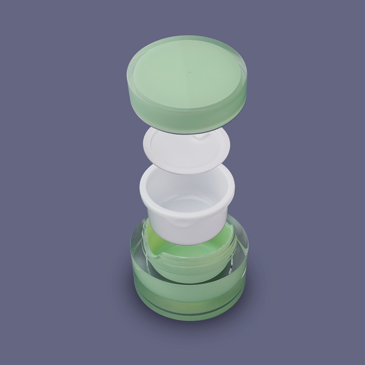 15mm 30mm 50mm High Quality Wholesale Private Label Good Quality Custom Materials Refillable Biodegradable Replaceable Double Wall Green Acrylic Eye Cream Jar Empty Container