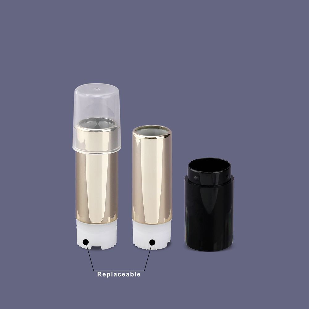 New Design Luxury Lip Balm Lipstick Container with Replaceable inner tube,Custom cosmetic packaging ABS refillable lipstick tube