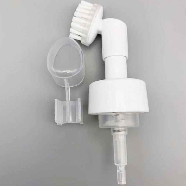 Eco-friendly Private Label Custom Logo And Label 0.8cc/1.6cc 42/410 Plastic Transparency Built-in Spring Biodegradable Foam Pump Bottle With Silicone Brush And Lock
