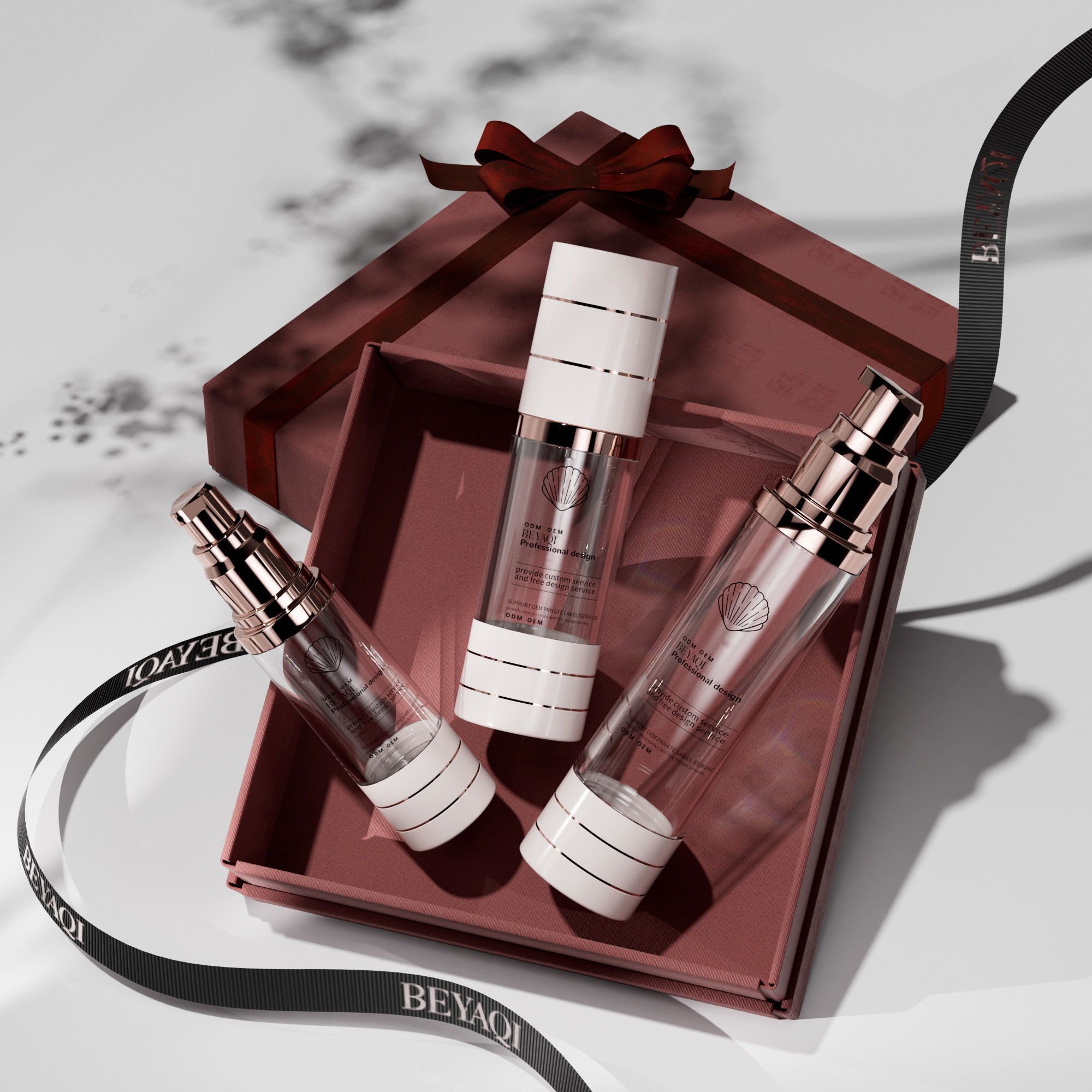 Luxury Premium Empty Round Skin Care Bottle Airless Skincare Set Container Packaging Set For Cosmetic Bottle Container