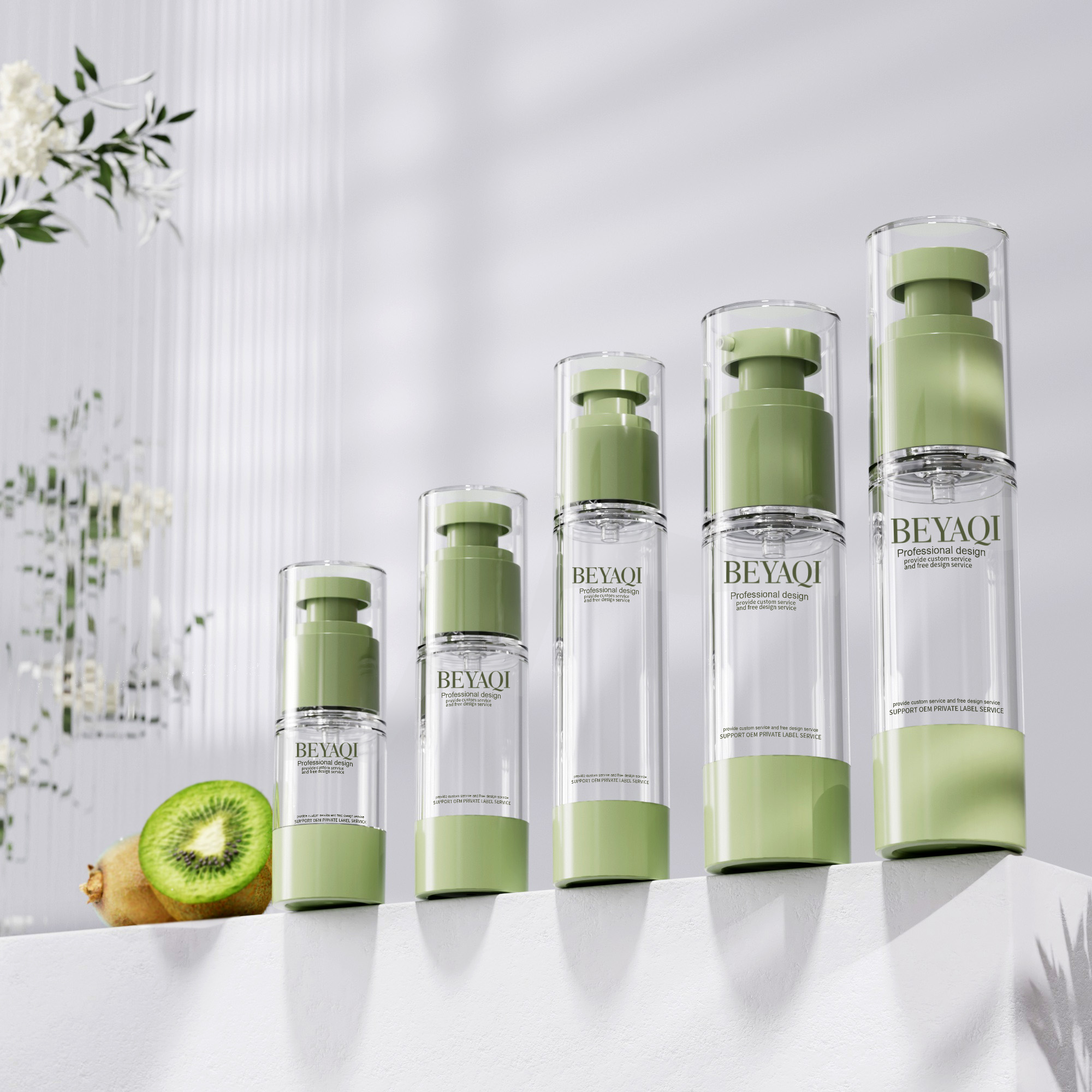 Replaceable Design Skincare Packaging Bottle 15ml 30ml 50ml 80ml 100ml Refillable Straight Round Airless Pump Bottle