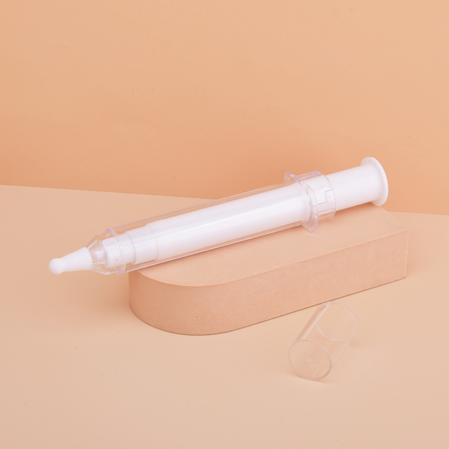 Cosmetic Dual Layer Round Applicator Container Syringe Shaped Unique Airless Injection 10ml 20ml Eye Cream Bottles