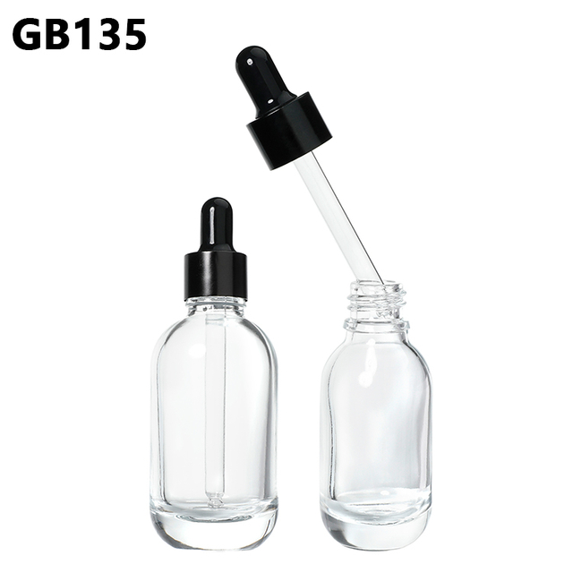 Wholesale 10ml 20ml 30ml 50ml Cosmetic Clear Black Gradient Round Liquid Essential Oil Glass Dropper Bottle with Black Lids