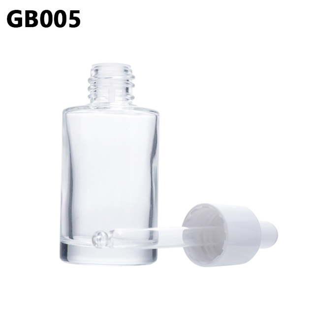 Luxury Round Transparent Empty 10ml 15ml 20ml Cosmetic Container Glass Liquid Dropper Bottle Packaging 