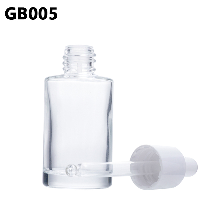 Luxury Round Transparent Empty 10ml 15ml 20ml Cosmetic Container Glass Liquid Dropper Bottle Packaging 
