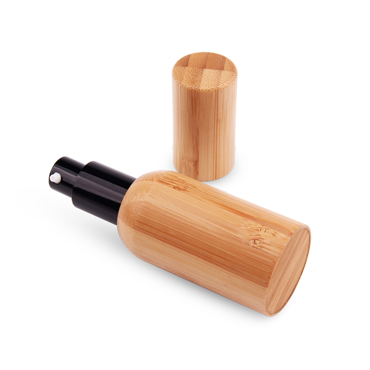 Biodegradable Plastic 30 Ml Bamboo Cosmetic Shampoo PP Plastic Fine Mist Spray Bottle with Bamboo Lid
