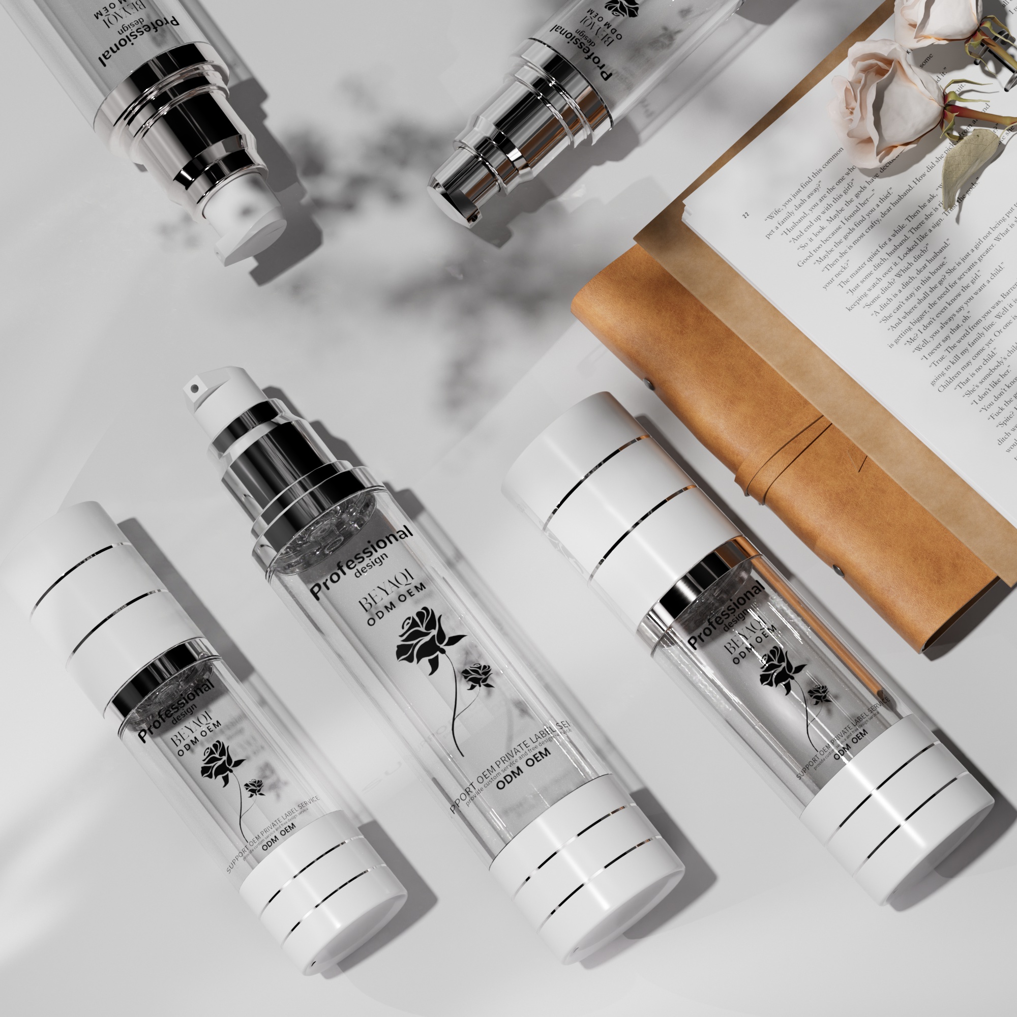 Luxury Premium Empty Round Skin Care Bottle Airless Skincare Set Container Packaging Set For Cosmetic Bottle Container