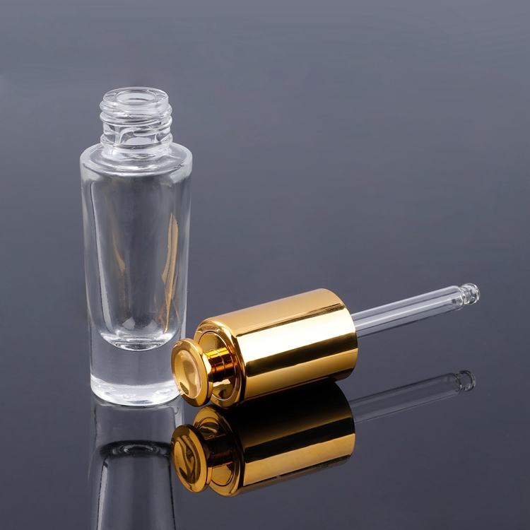 Cosmetic Packaging Manufacture Gold 15ml Reusable Glass Serum Bottle,Essential Oil Cosmetic Dropper Bottle