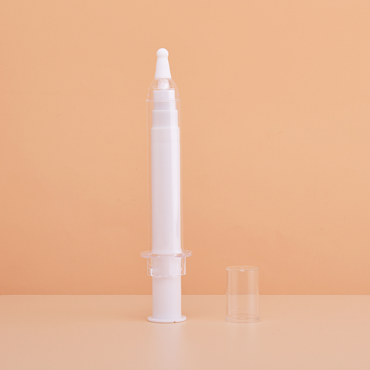 Cosmetic Dual Layer Round Applicator Container Syringe Shaped Unique Airless Injection 10ml 20ml Eye Cream Bottles